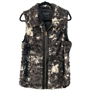 Black Brown Faux Fur Vest